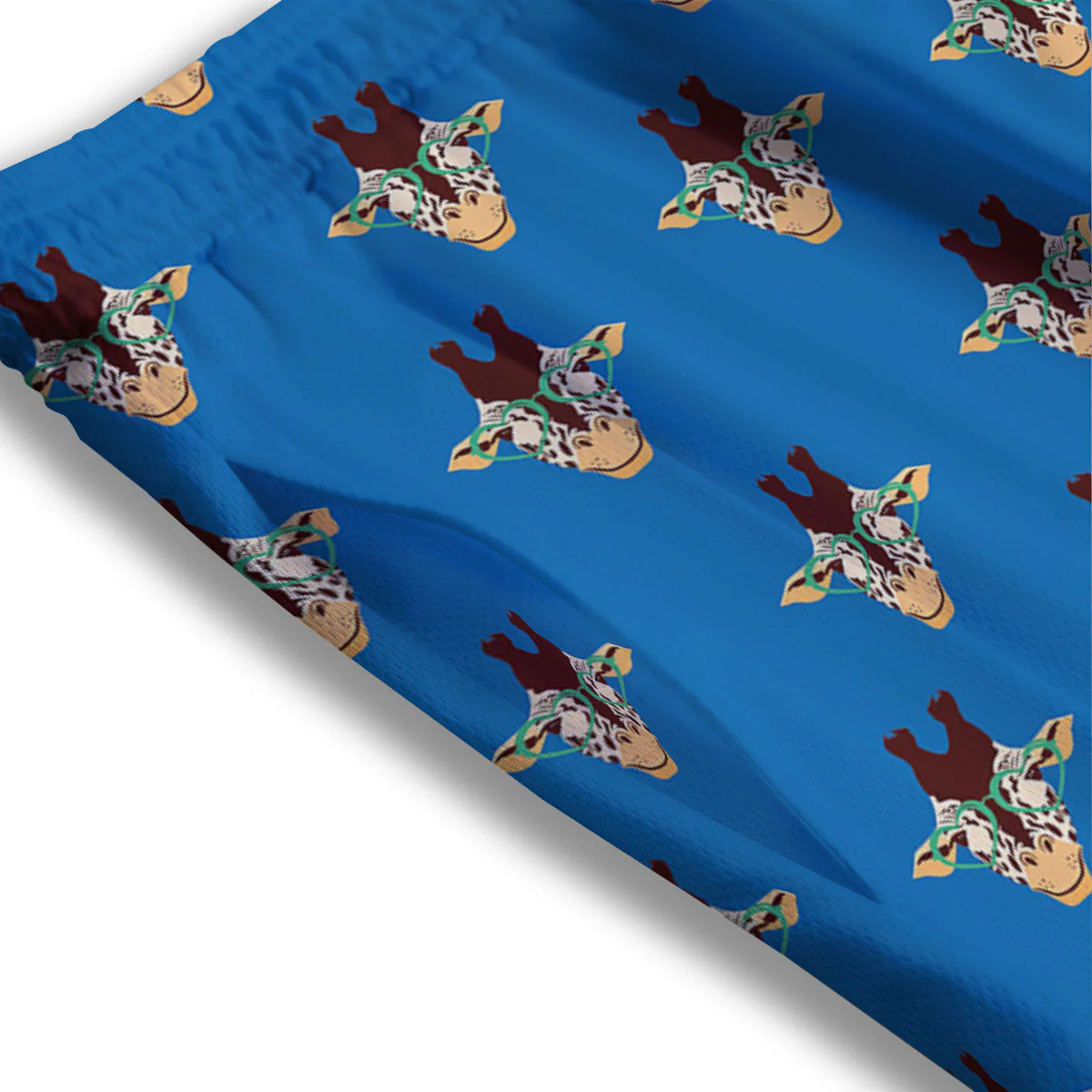 Giraffe With Glasses Print Pattern Mesh Shorts - Image 3