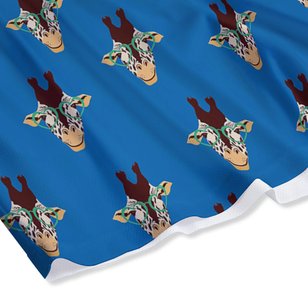 Giraffe With Glasses Print Pattern Mesh Shorts - Image 4