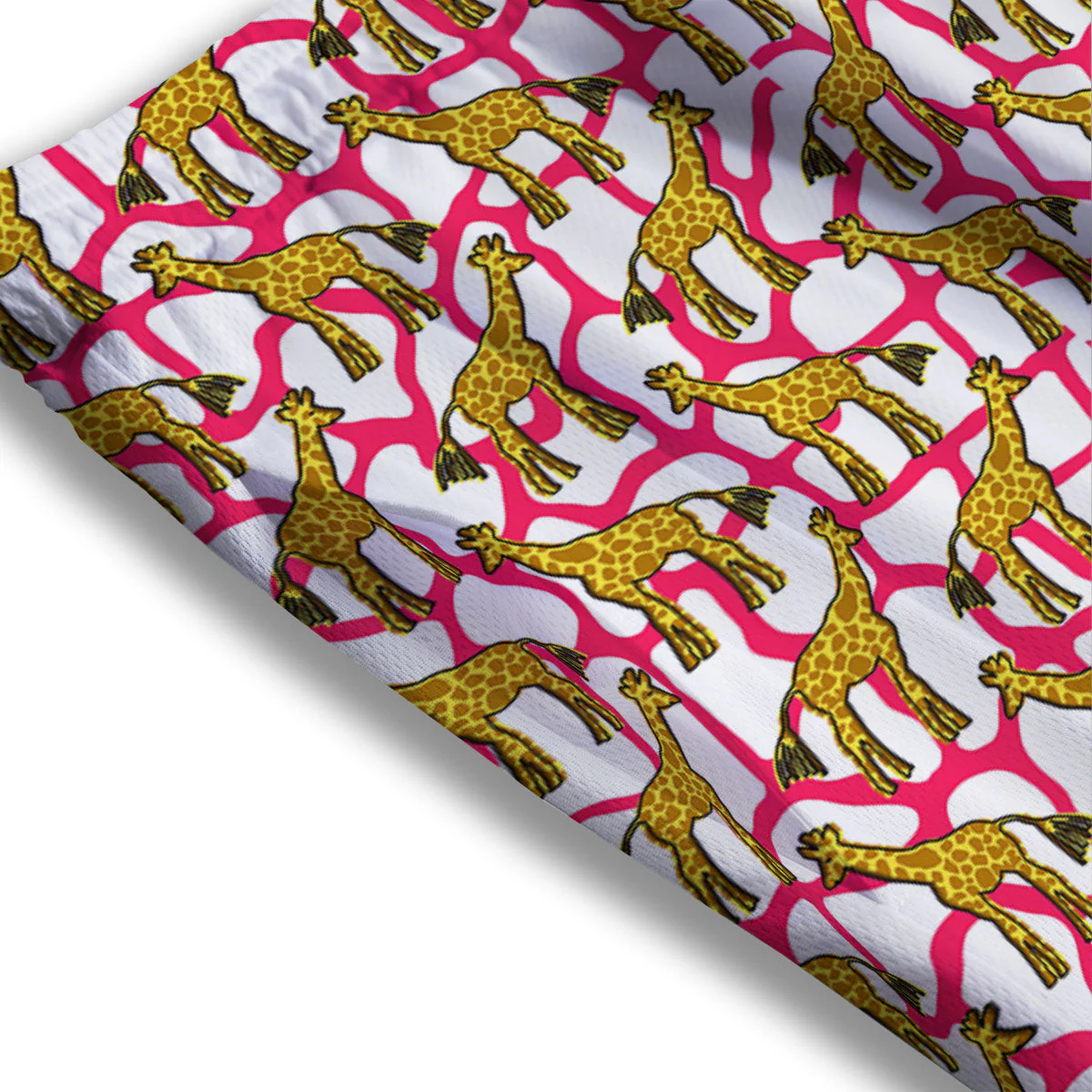 Giraffe Yellow And Pink Print Pattern Mesh Shorts - Image 3