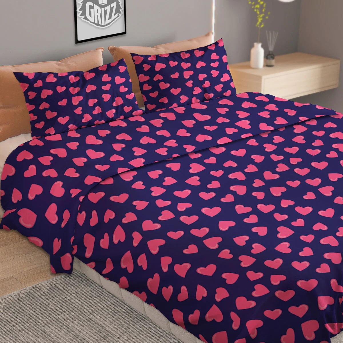 Girly Heart Cute Print Pattern Duvet Cover Bedding Set - Image 2
