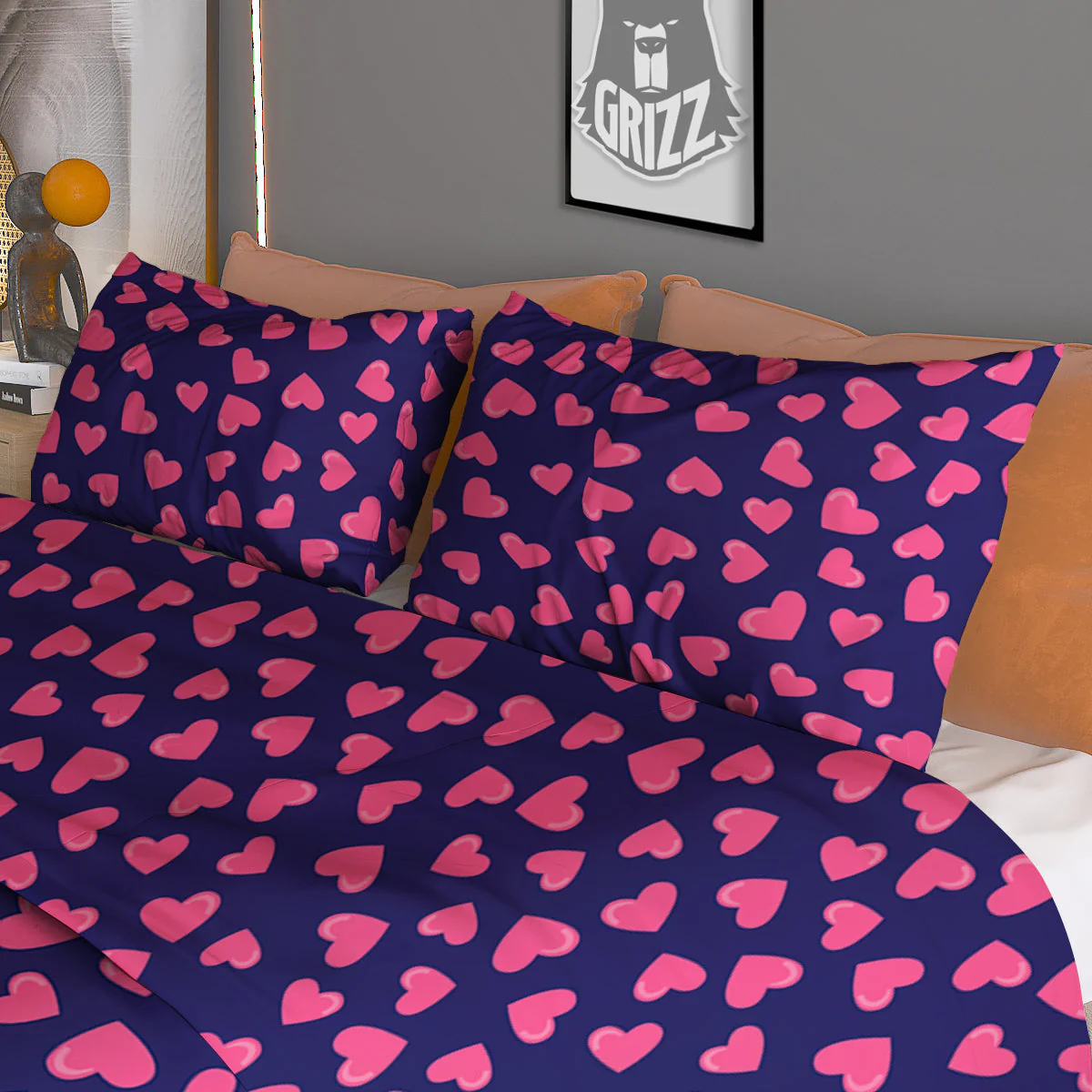 Girly Heart Cute Print Pattern Duvet Cover Bedding Set - Image 3