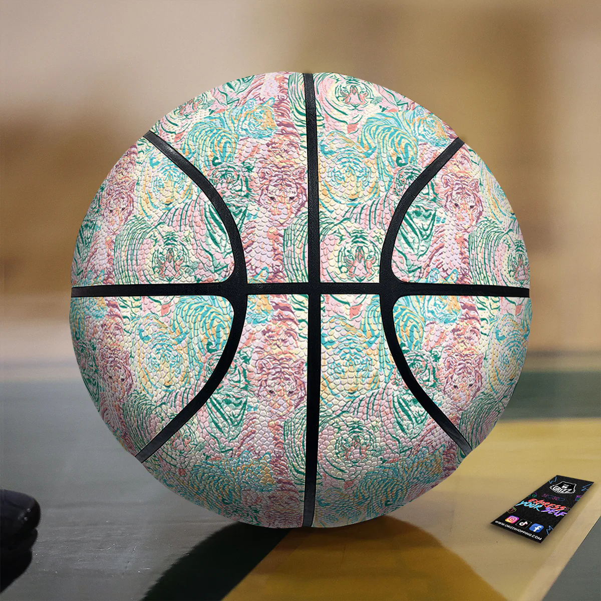Girly Tigers Pastel Print Pattern Basketball
