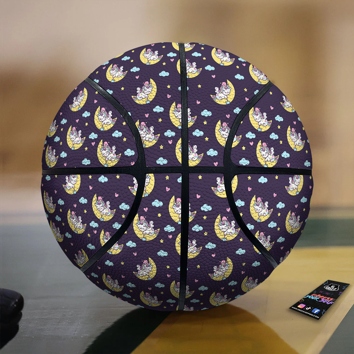 Girly Unicorn Night Print Pattern Basketball