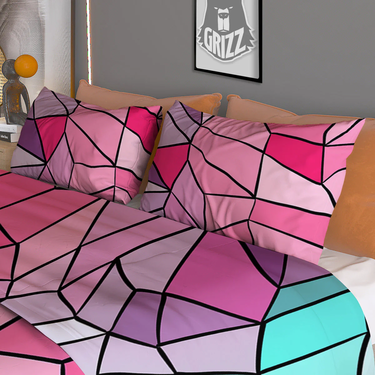 Glass Mosaic Colorful Stained Print Duvet Cover Bedding Set - Image 3