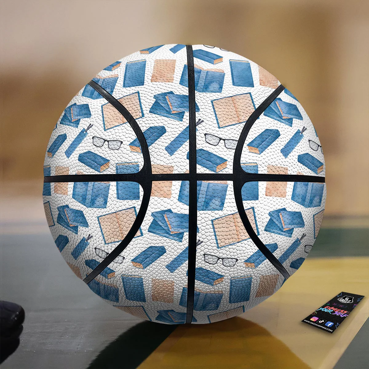 Glasses And Reading Books Print Pattern Basketball