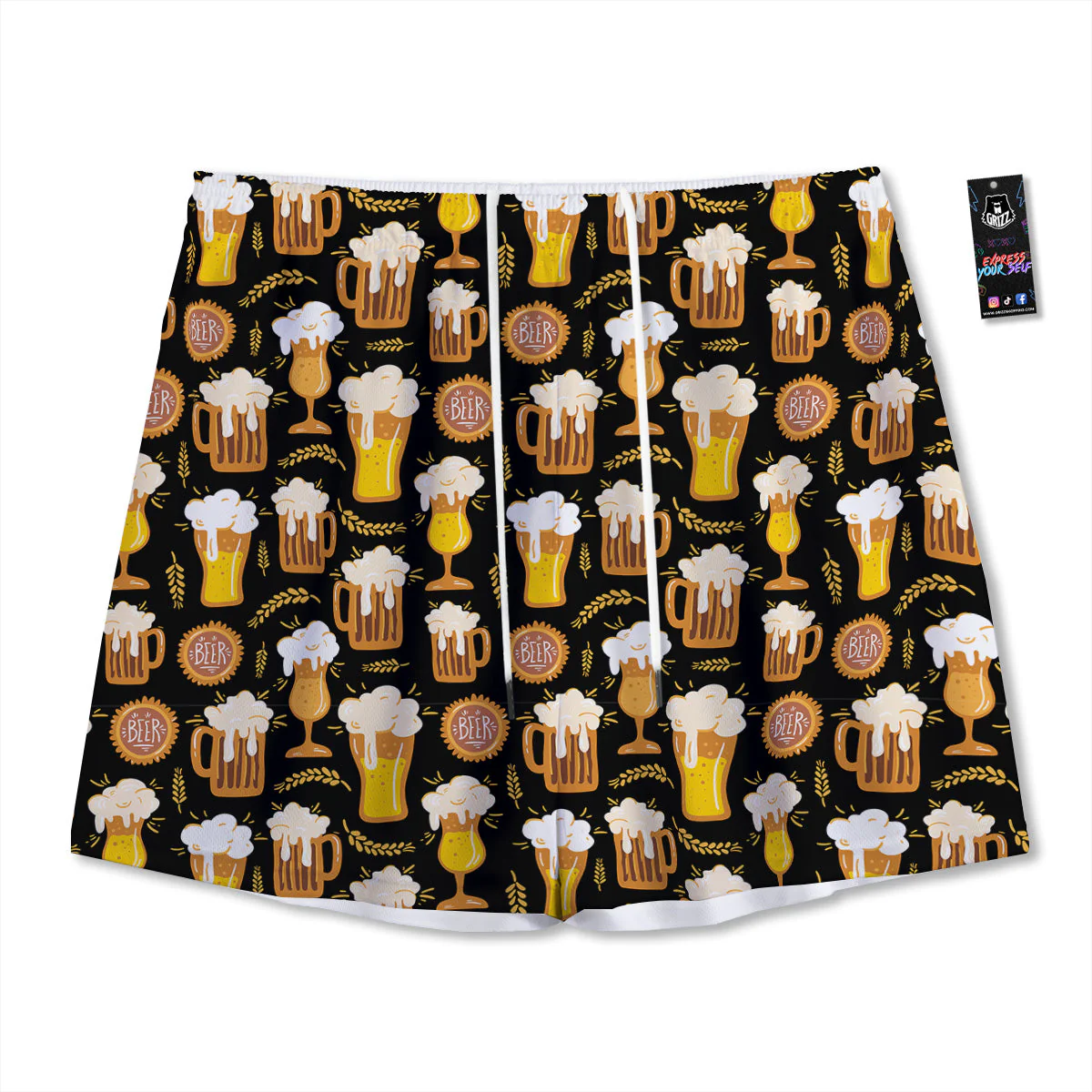 Glasses Of Beer Vintage Print Pattern Mesh Shorts