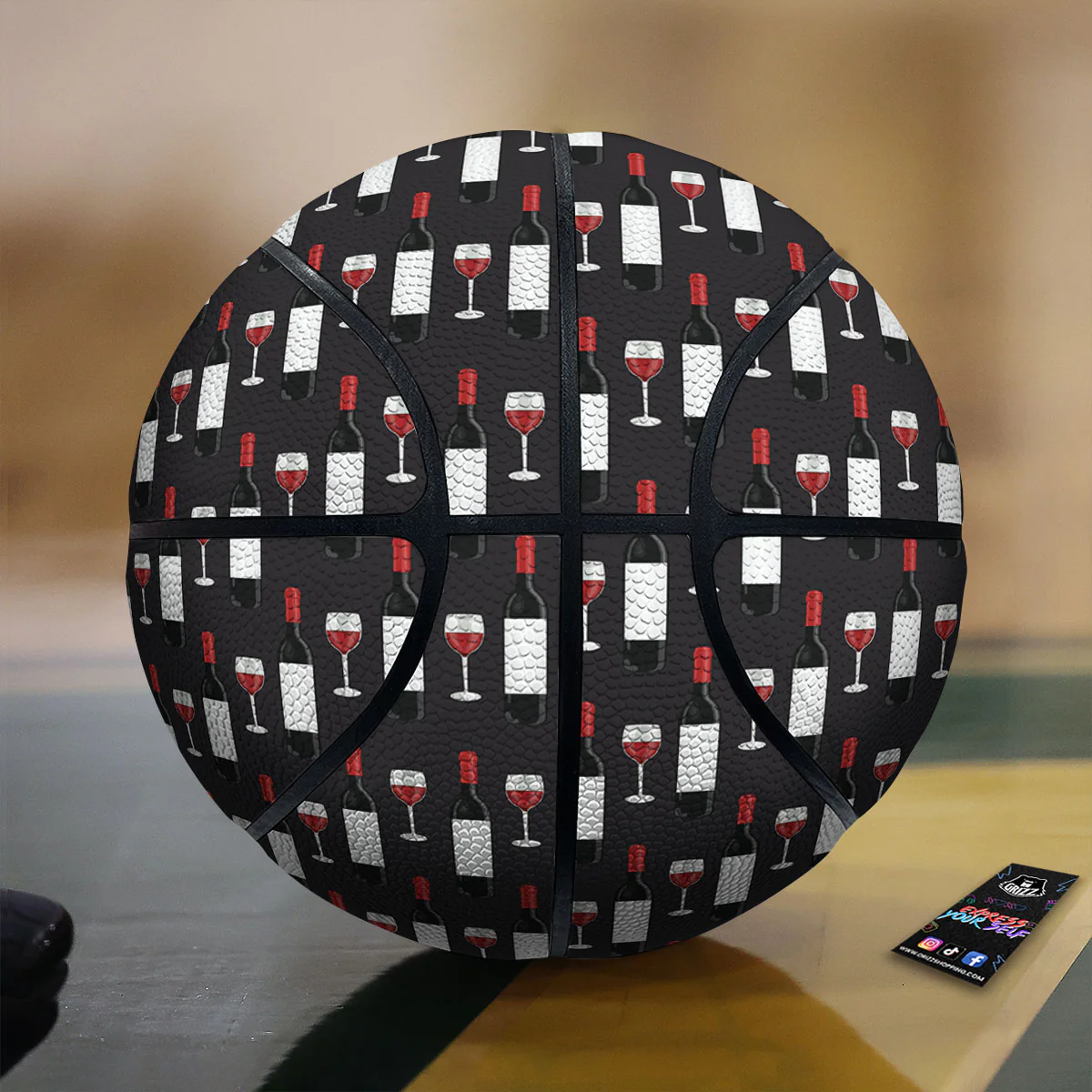 Glasses Of Wine And Bottles Print Pattern Basketball