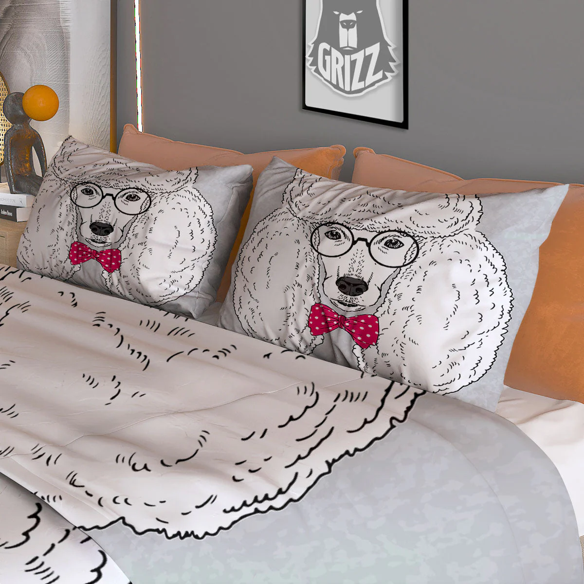 Glasses Poodle Print Duvet Cover Bedding Set - Image 3