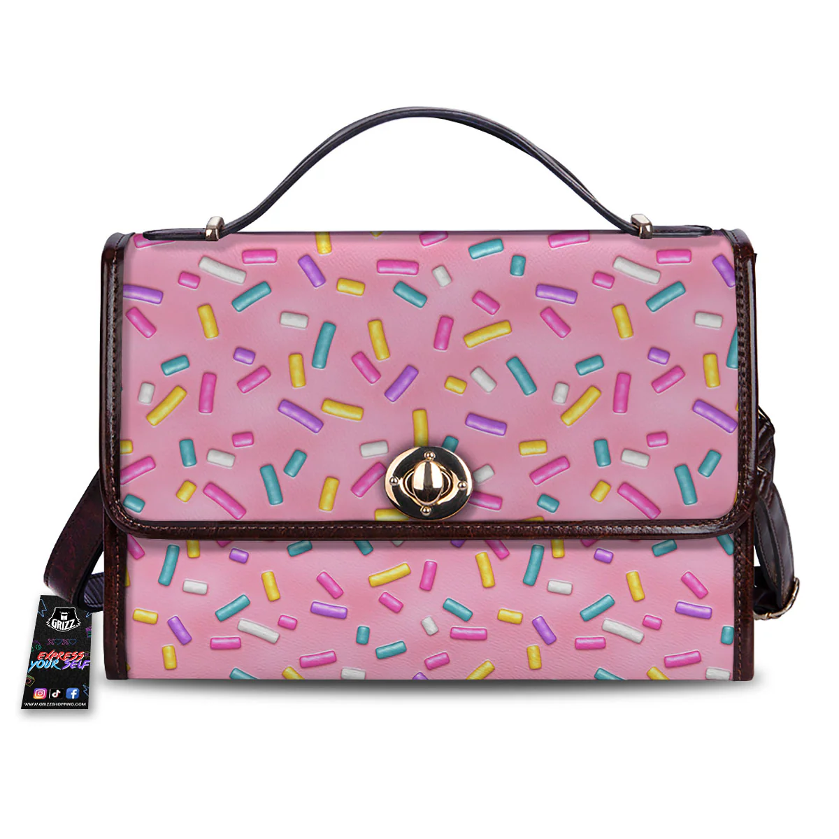 Glazed Donut Pink Print Pattern Women's Satchel Bag