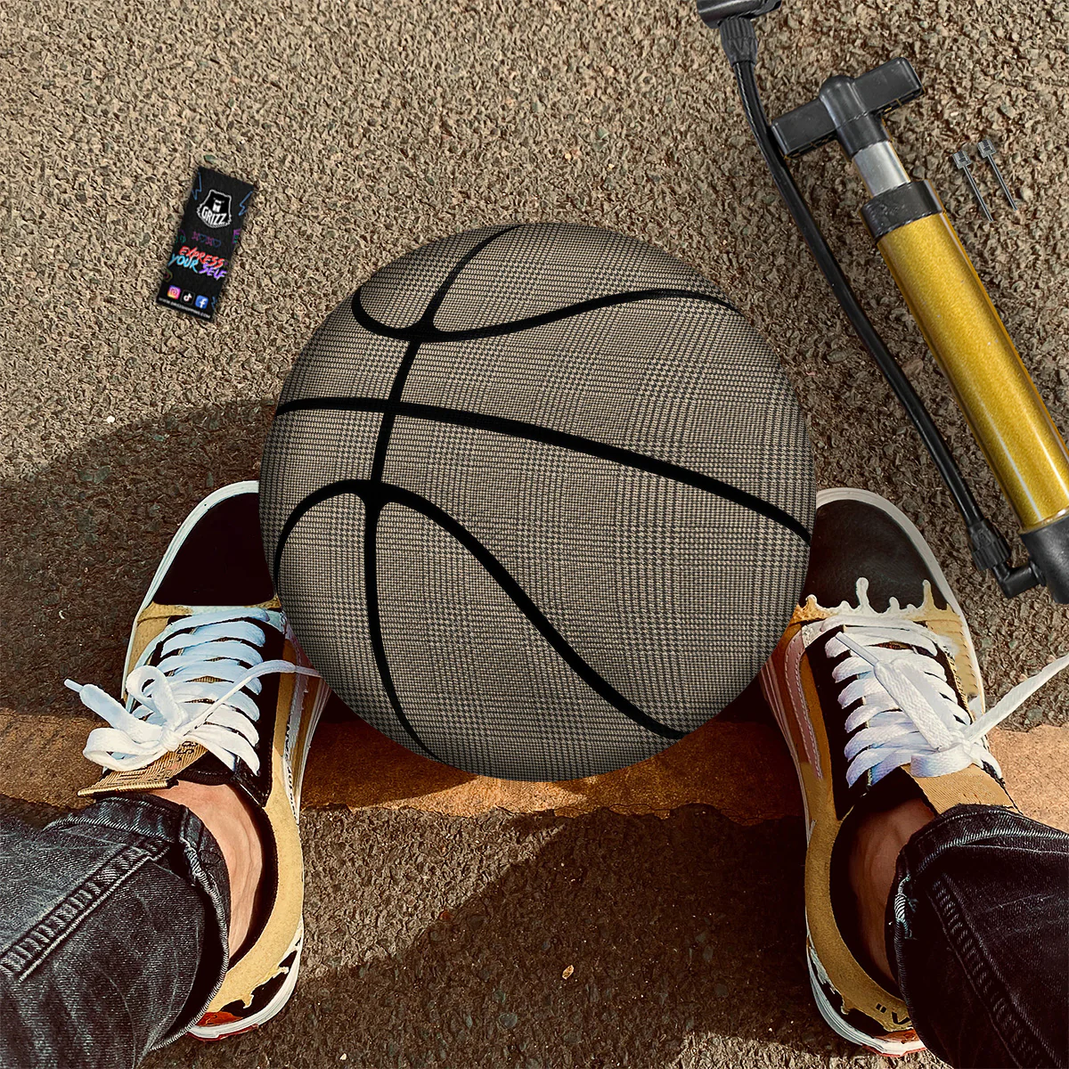 Glen Plaid Beige And Brown Print Basketball - Image 2