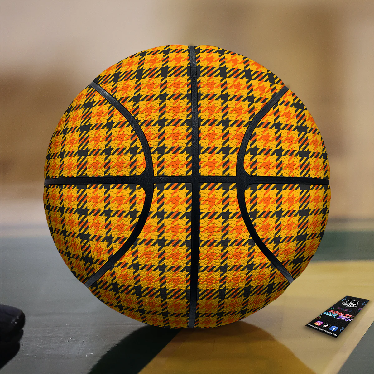 Glen Plaid Houndstooth Halloween Print Pattern Basketball