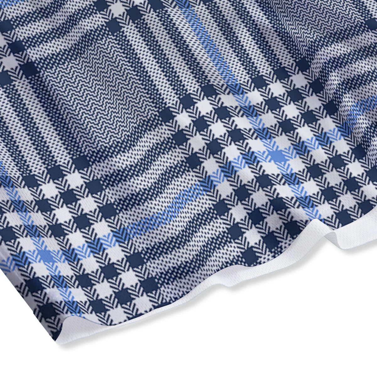 Glen Plaid White And Navy Print Mesh Shorts - Image 4