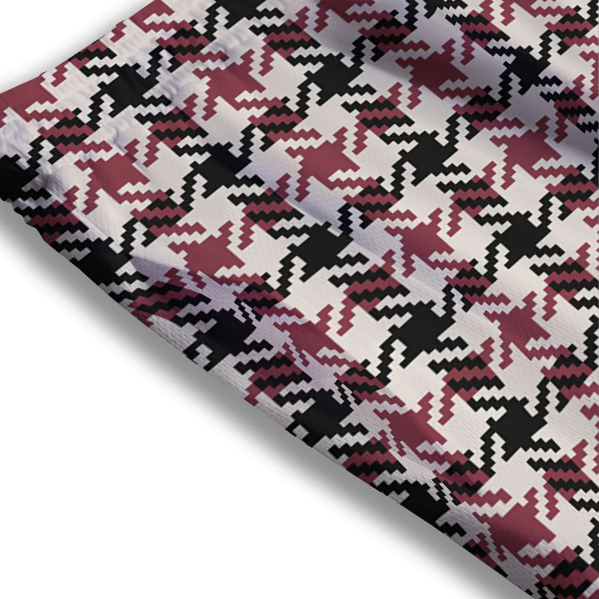 Glen Plaid White And Red Print Mesh Shorts - Image 3