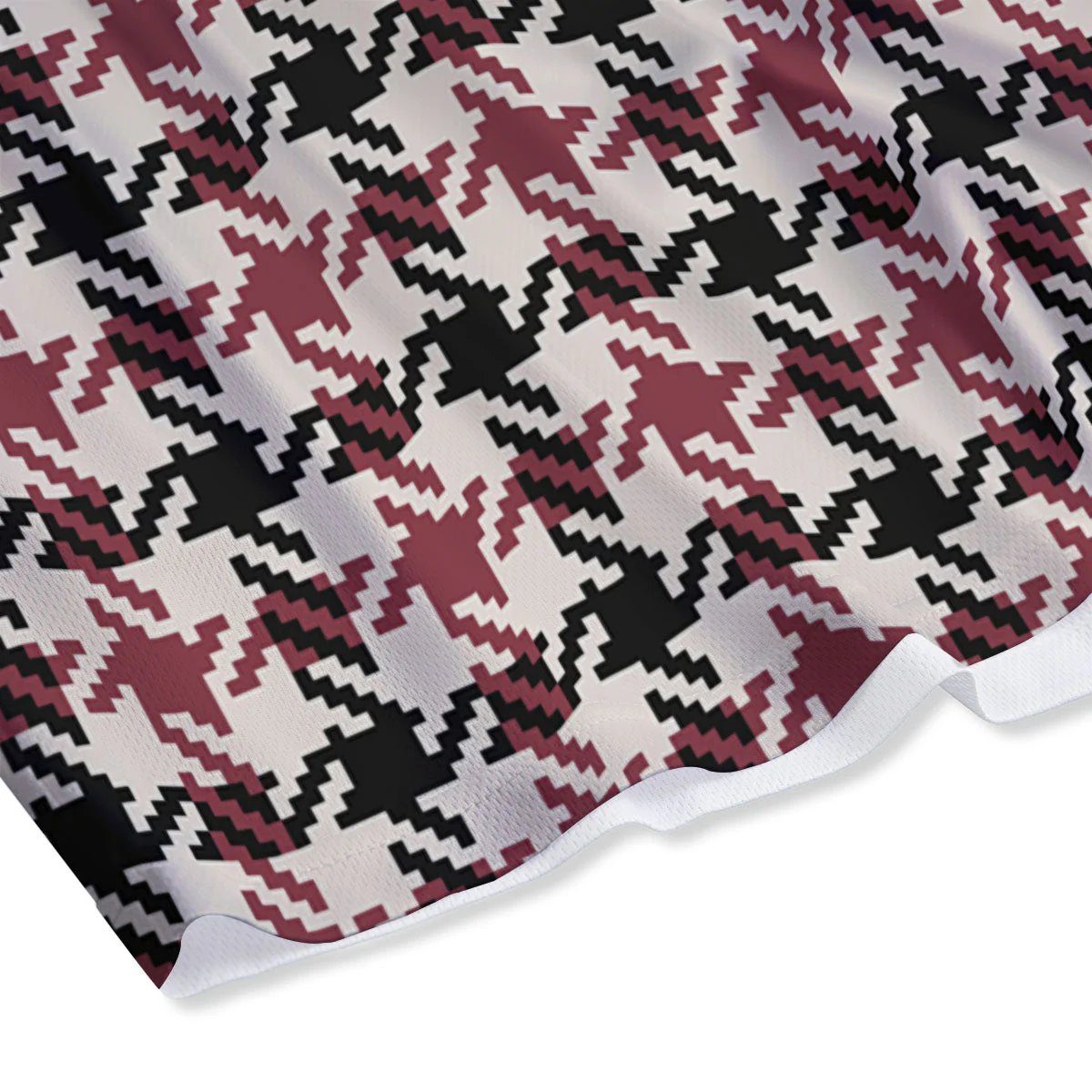 Glen Plaid White And Red Print Mesh Shorts - Image 4
