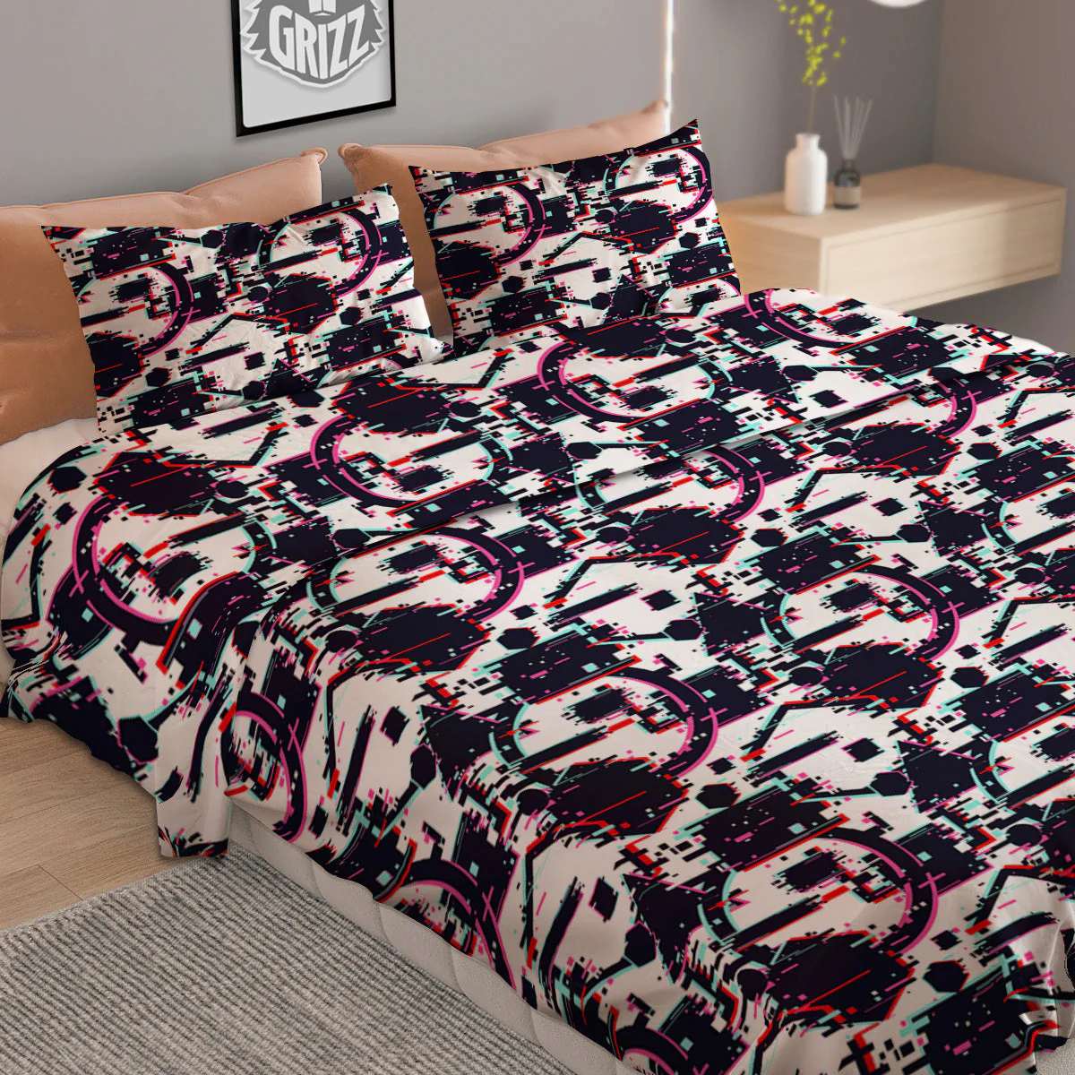Glitch Effect Print Pattern Duvet Cover Bedding Set - Image 2