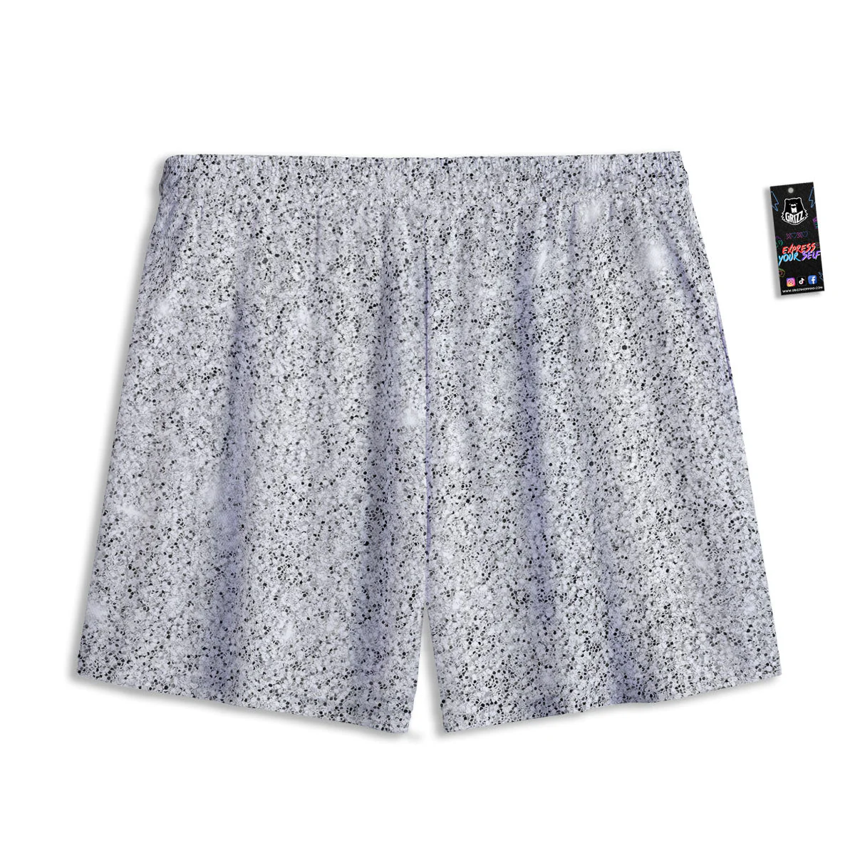 Glitter Artwork Light Silver Print Mesh Shorts - Image 2