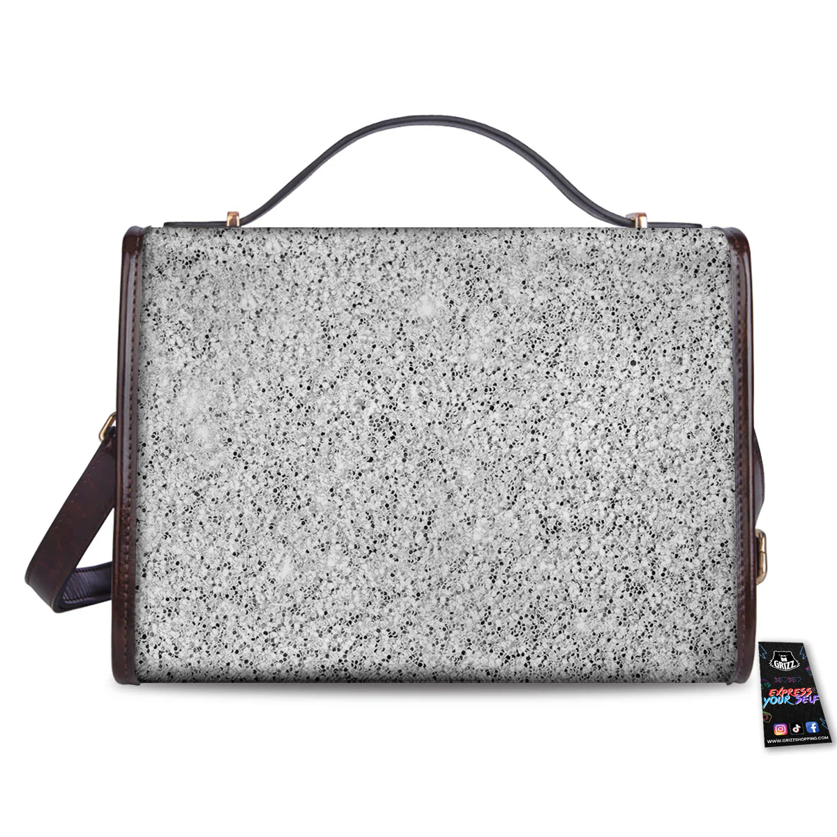 Glitter Artwork Light Silver Print Women's Satchel Bag - Image 2