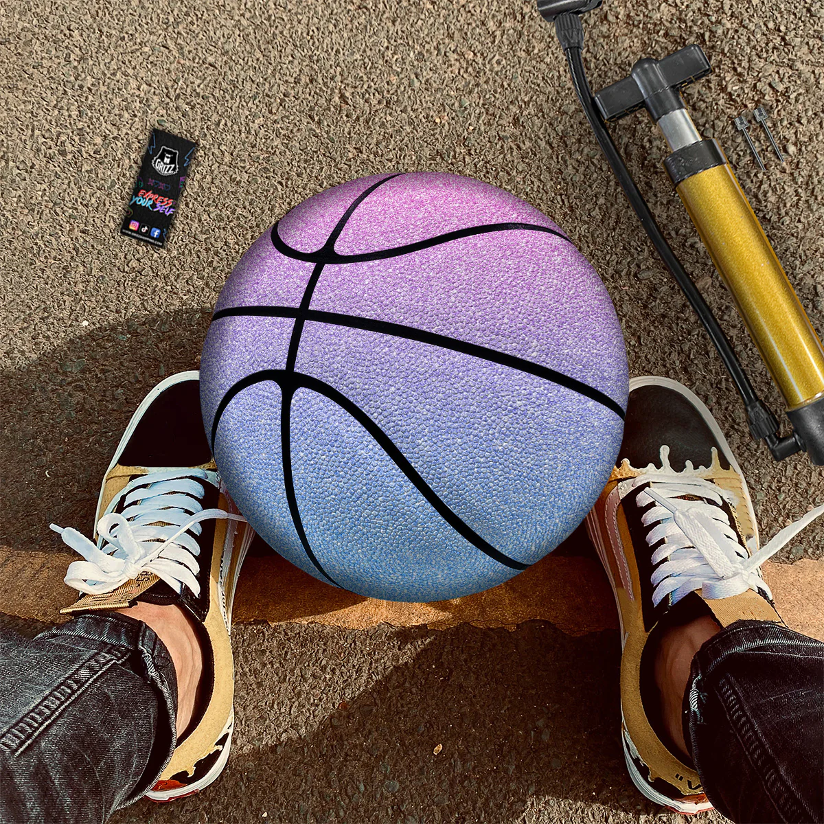 Glitter Artwork Pastel Print Pattern Basketball - Image 2