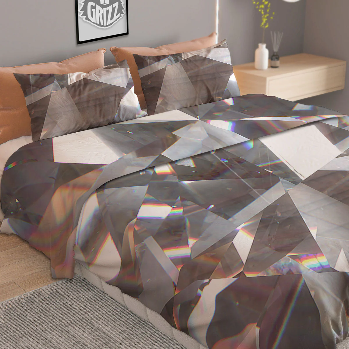 Glitter Texture Diamond Print Duvet Cover Bedding Set - Image 2