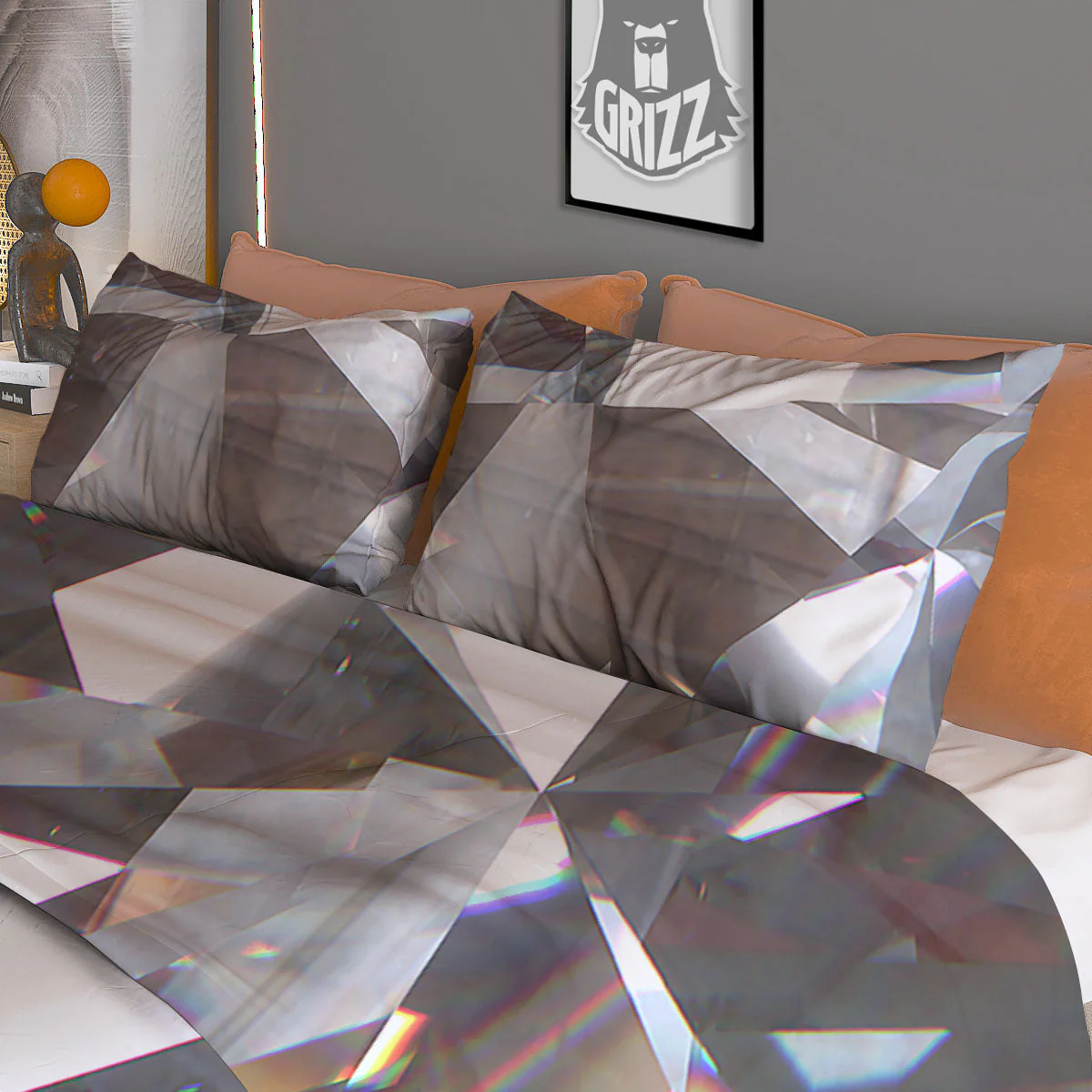 Glitter Texture Diamond Print Duvet Cover Bedding Set - Image 3