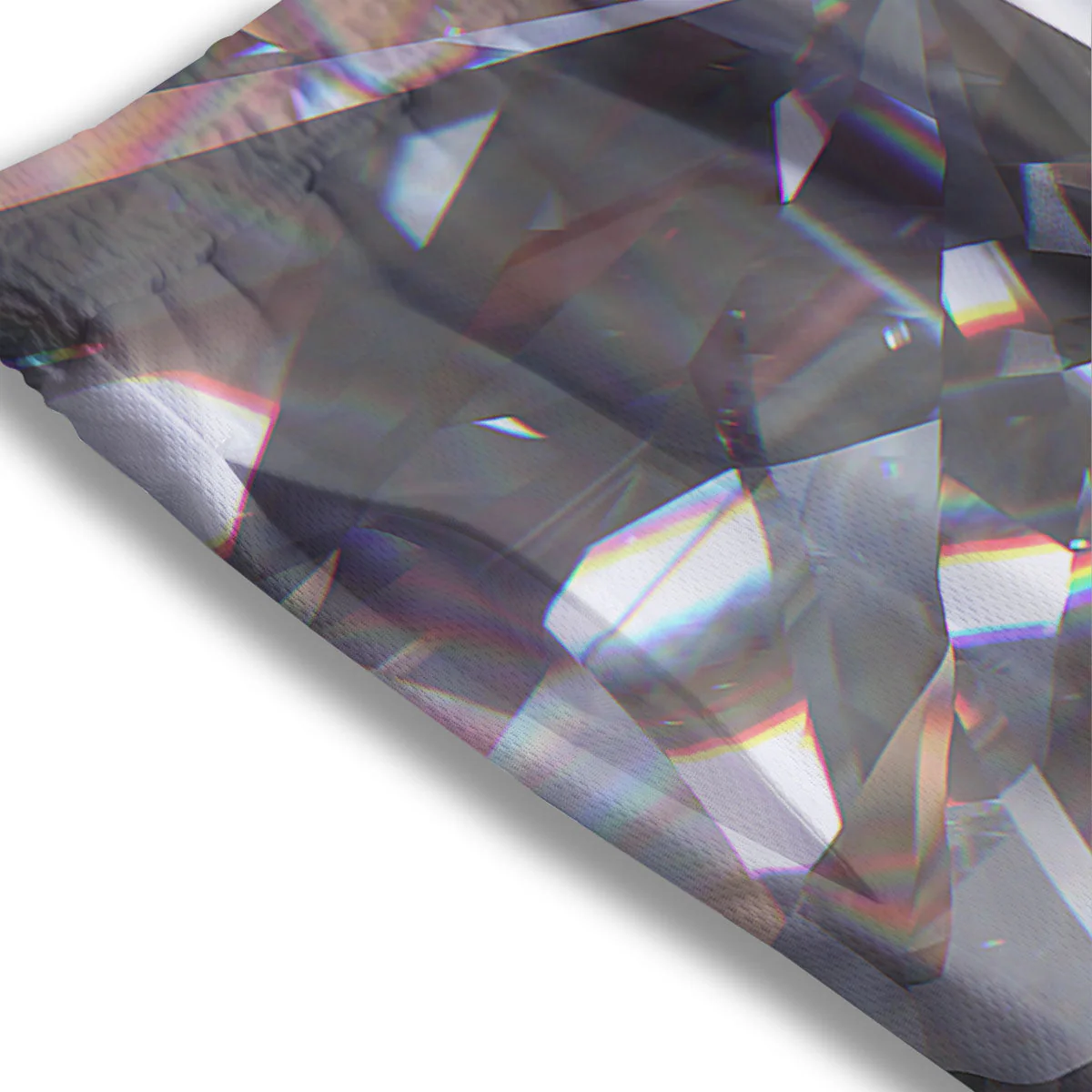 Glitter Texture Diamond Print Mesh Shorts - Image 3