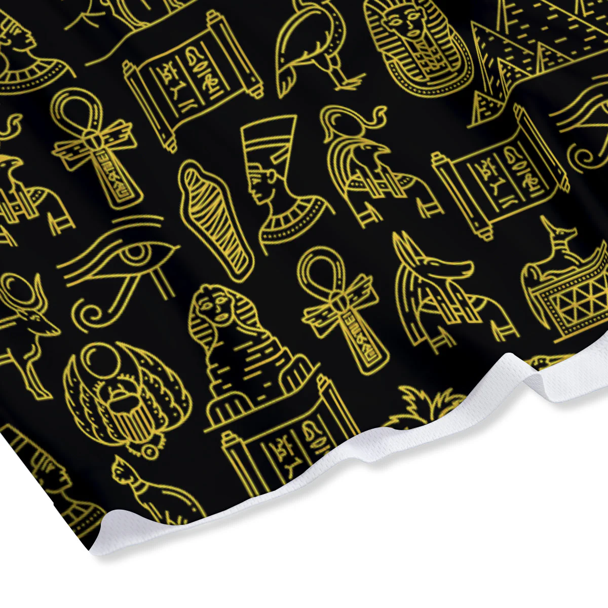Glod Ancient Egyptian Print Pattern Mesh Shorts - Image 4