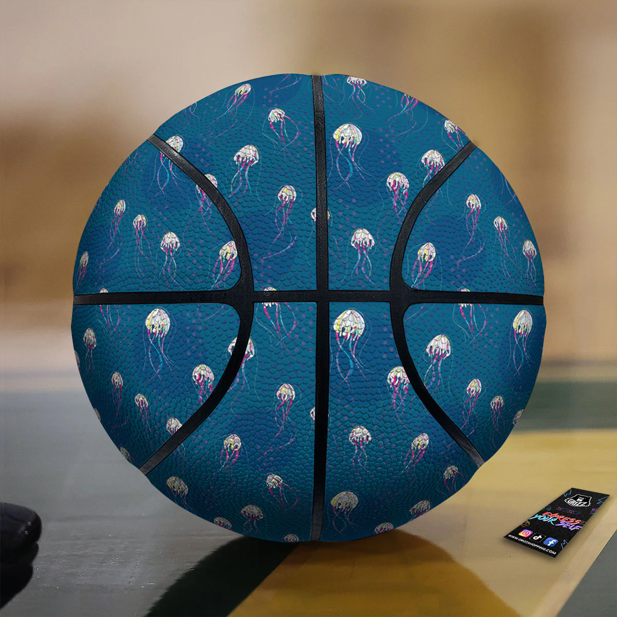 Glowing Jellyfish Print Pattern Basketball