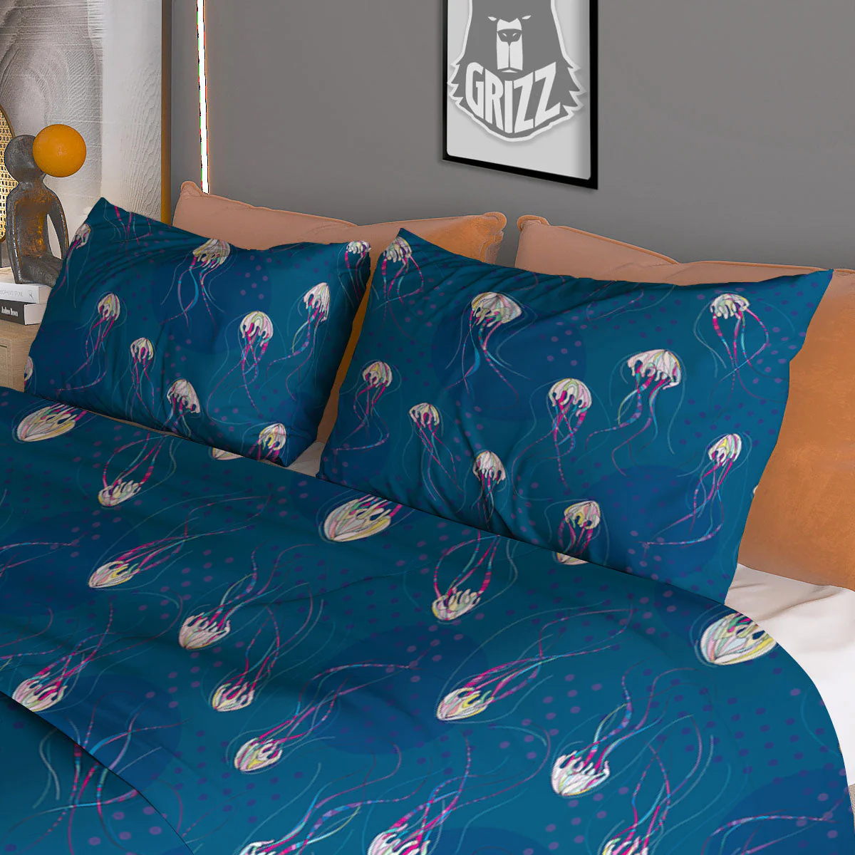 Glowing Jellyfish Print Pattern Duvet Cover Bedding Set - Image 3