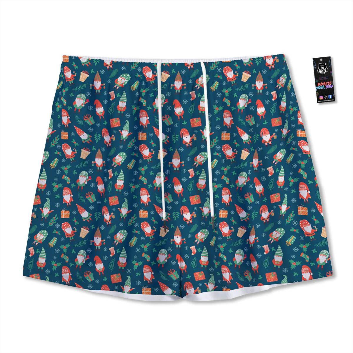 Gnomes Christmas Print Pattern Mesh Shorts