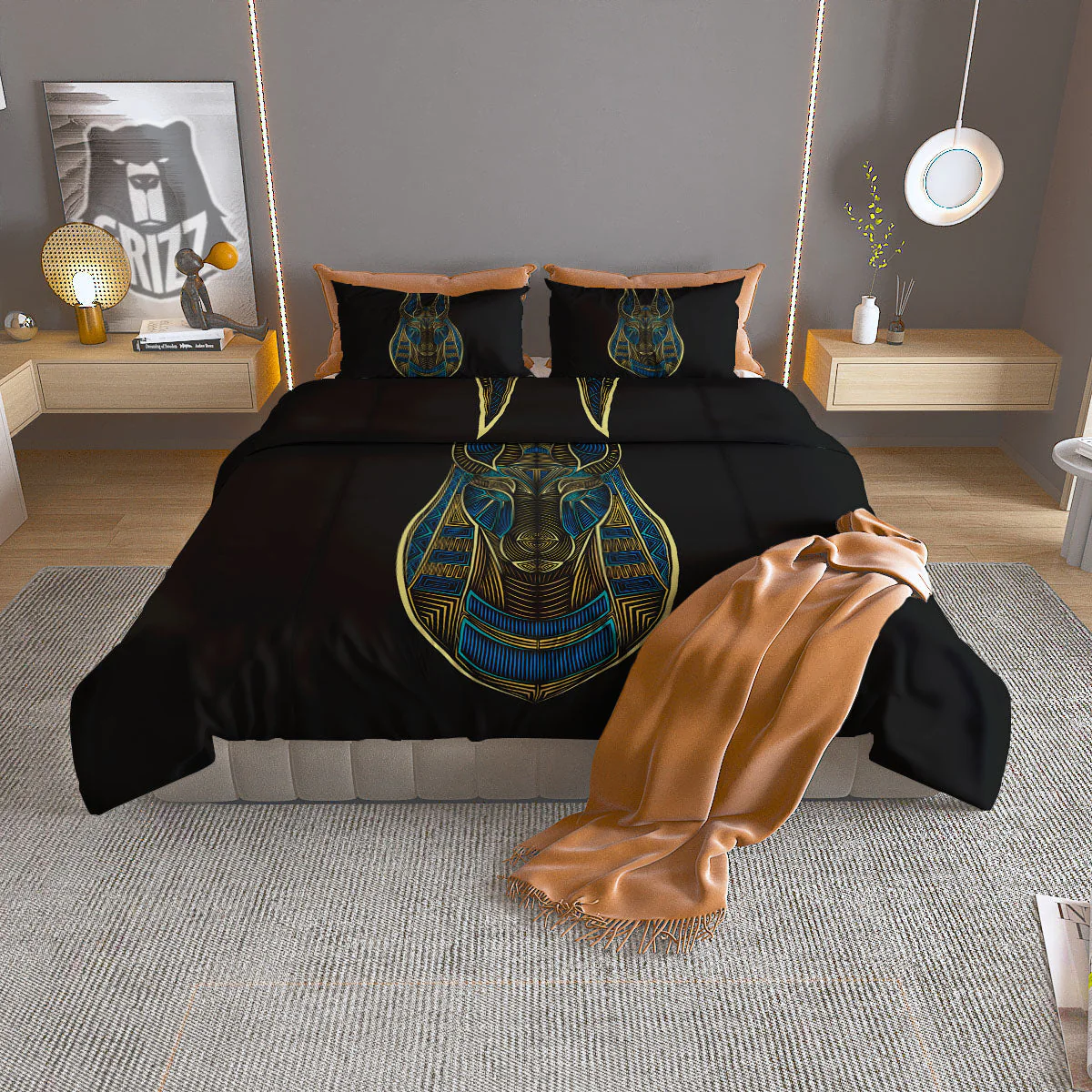 Gods Ancient Egyptian Print Duvet Cover Bedding Set