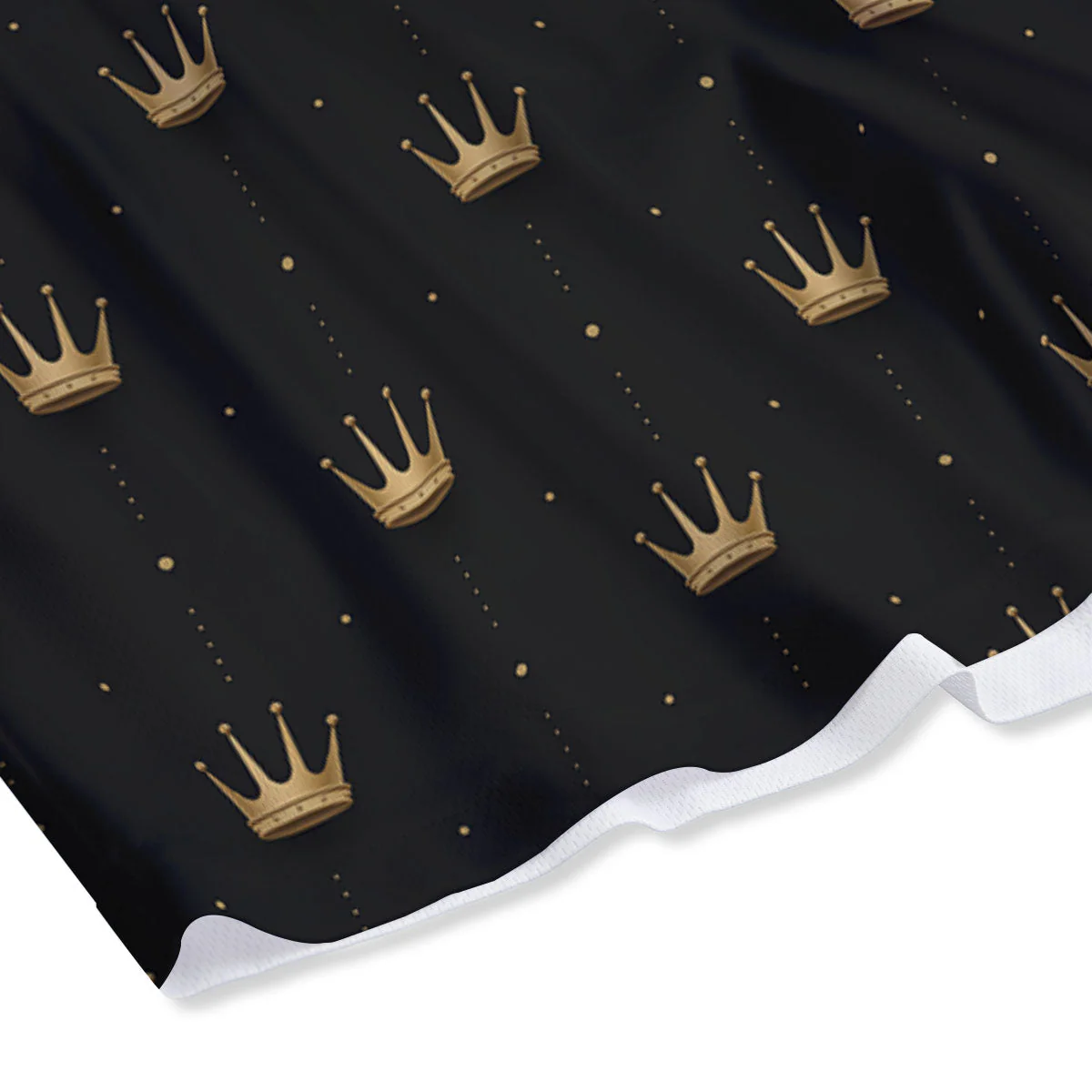 Gold Crown Print Pattern Mesh Shorts - Image 4