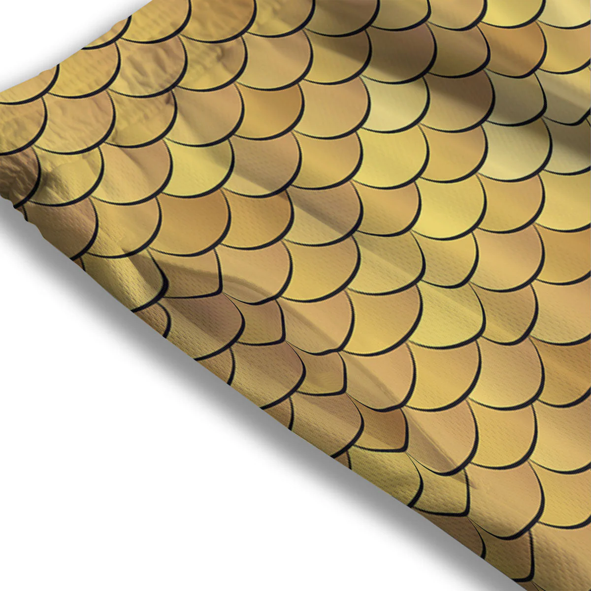 Gold Fish Scales Print Mesh Shorts - Image 3