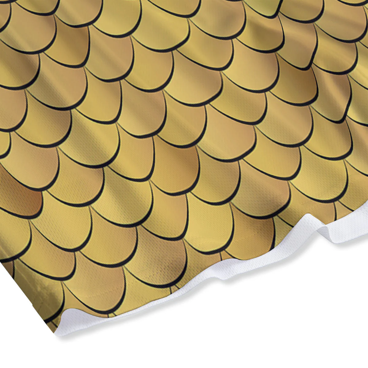Gold Fish Scales Print Mesh Shorts - Image 4