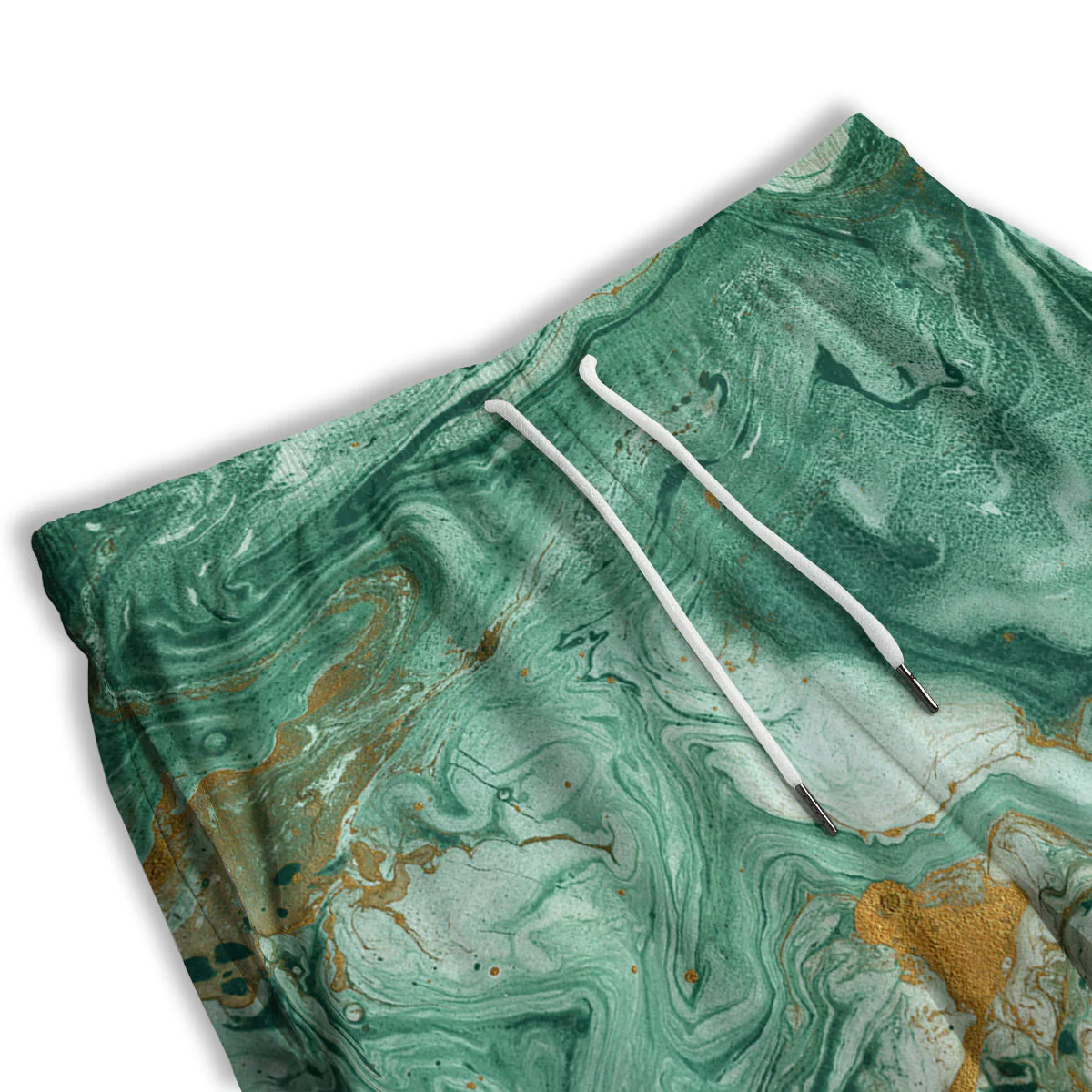 Golden And Green Marble Textue Print Men's Athletic Shorts - Image 3