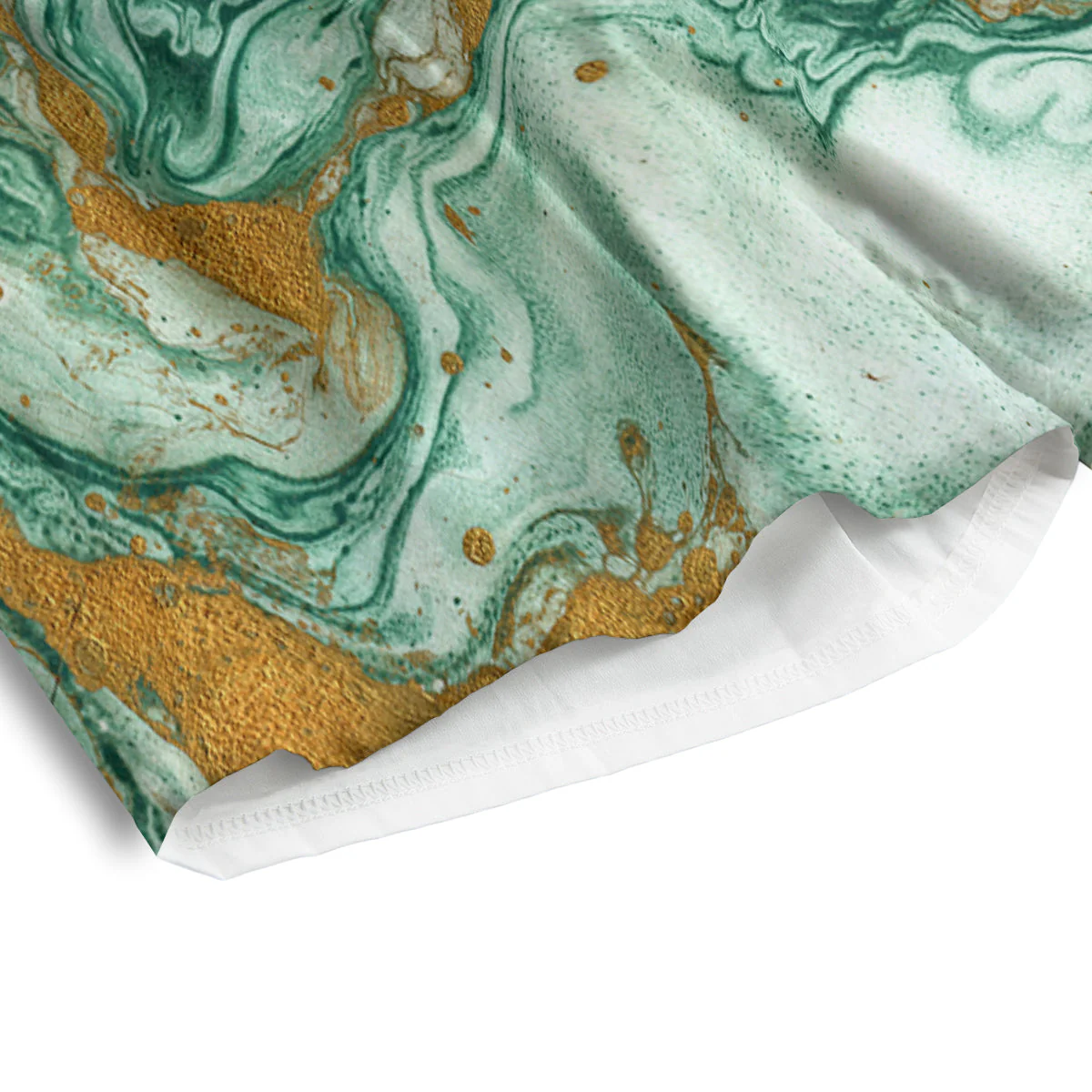 Golden And Green Marble Textue Print Men's Athletic Shorts - Image 4