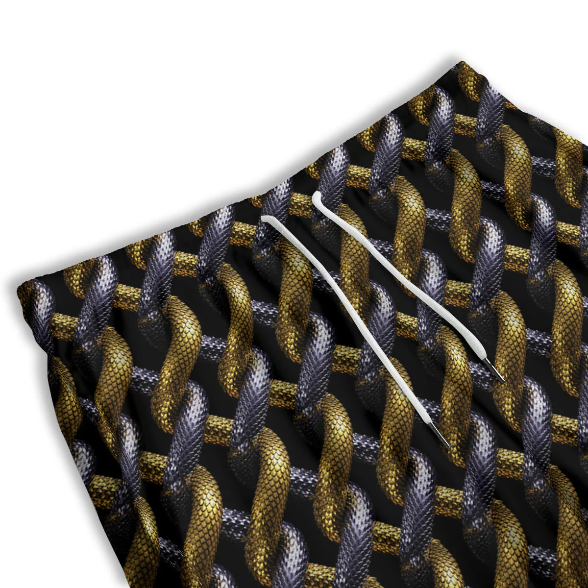 Golden And Silver Snakes 3D Print Pattern Men's Athletic Shorts - Image 3
