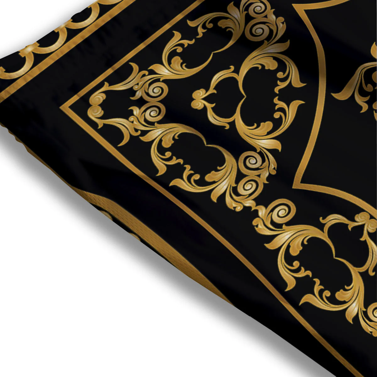 Golden Floral Baroque Print Mesh Shorts - Image 3