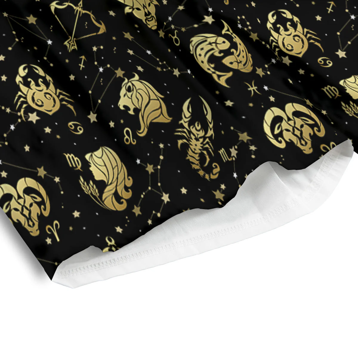 Golden Horoscope Zodiac Signs Print Pattern Men's Athletic Shorts - Image 4