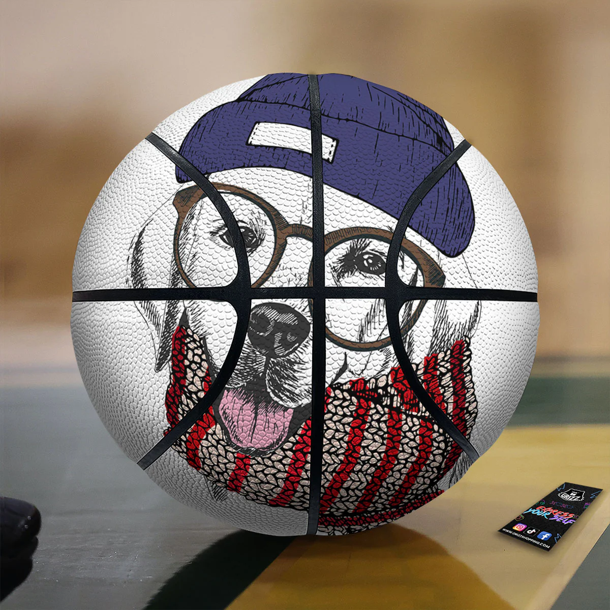 Golden Retriever Hipster Print Basketball