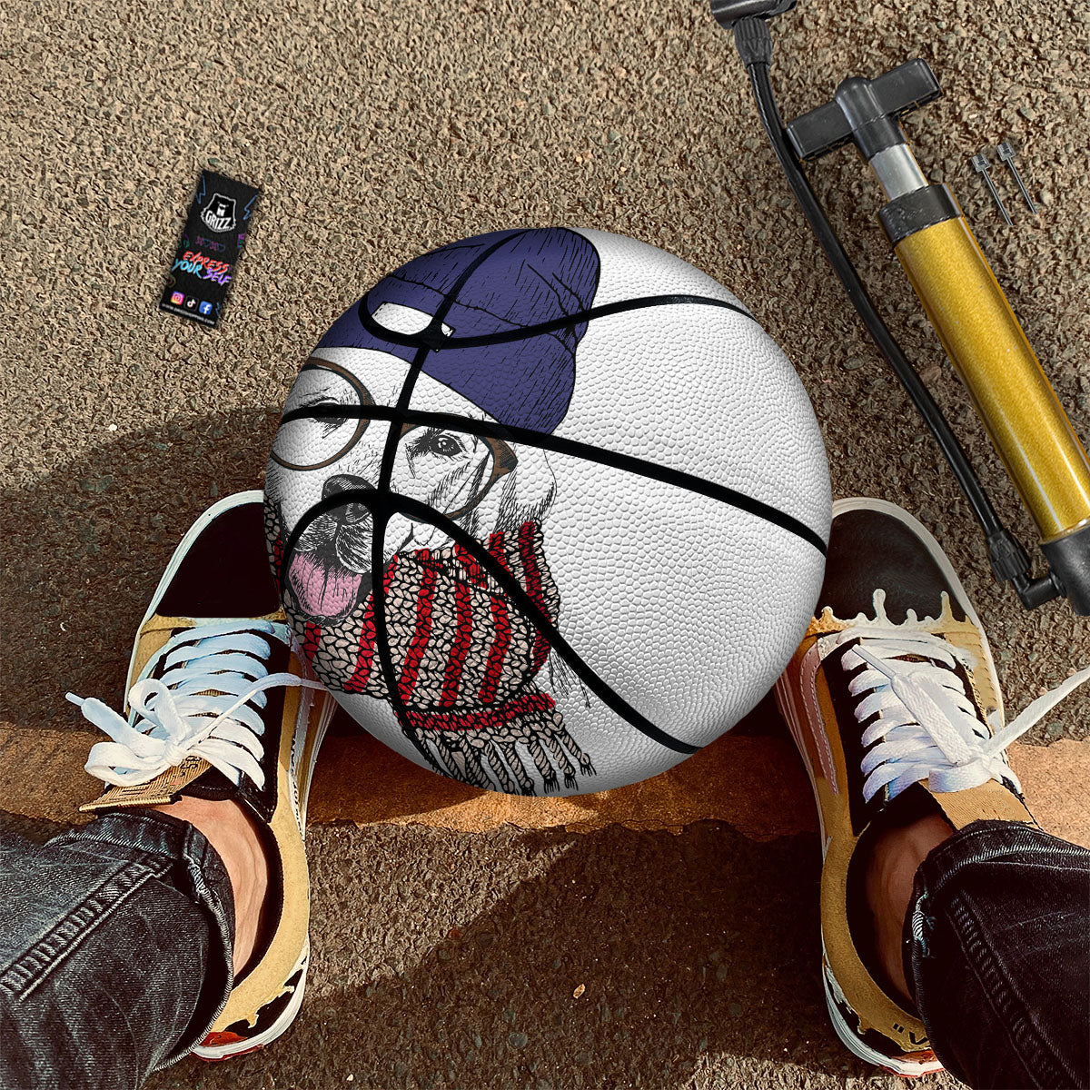 Golden Retriever Hipster Print Basketball - Image 2