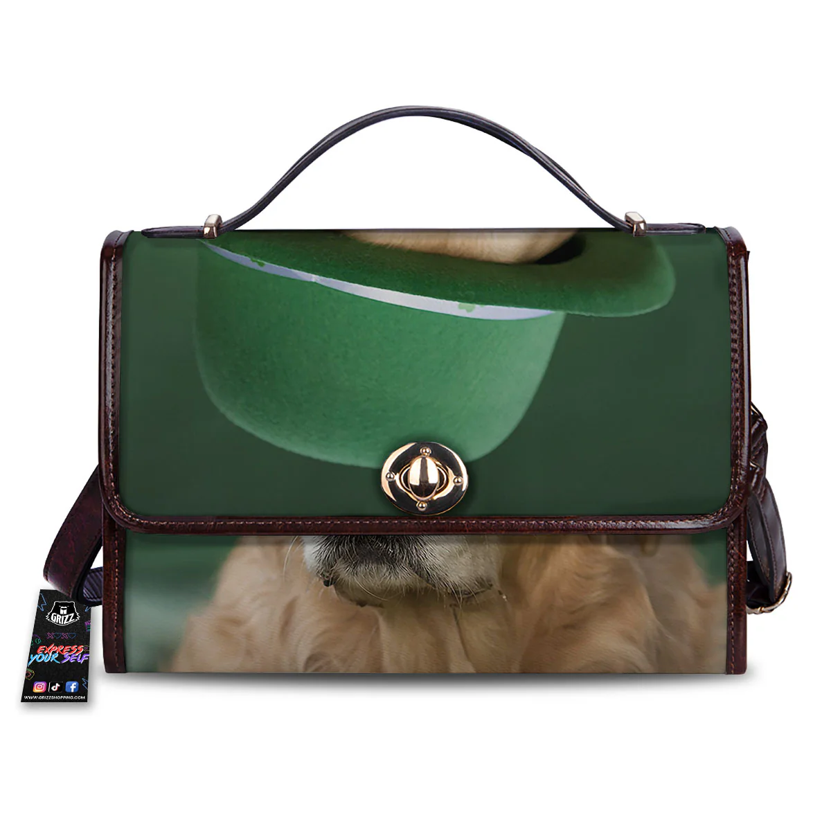 Golden Retriever Patrick's Day Print Women's Satchel Bag