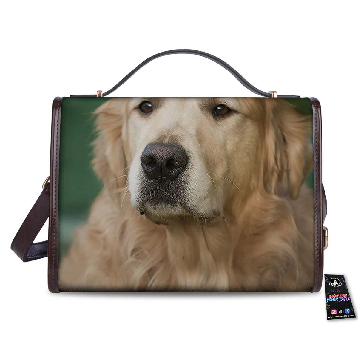 Golden Retriever Patrick's Day Print Women's Satchel Bag - Image 2