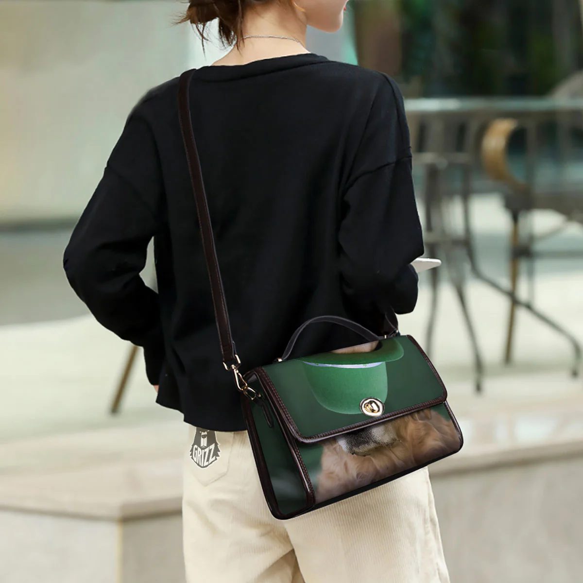 Golden Retriever Patrick's Day Print Women's Satchel Bag - Image 3