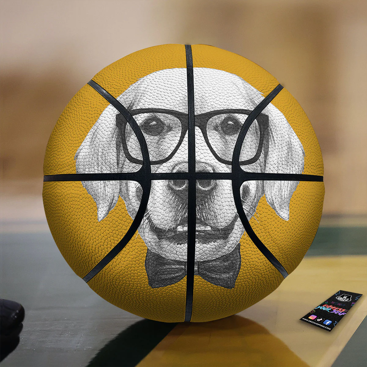 Golden Retriever With Glasses Print Basketball