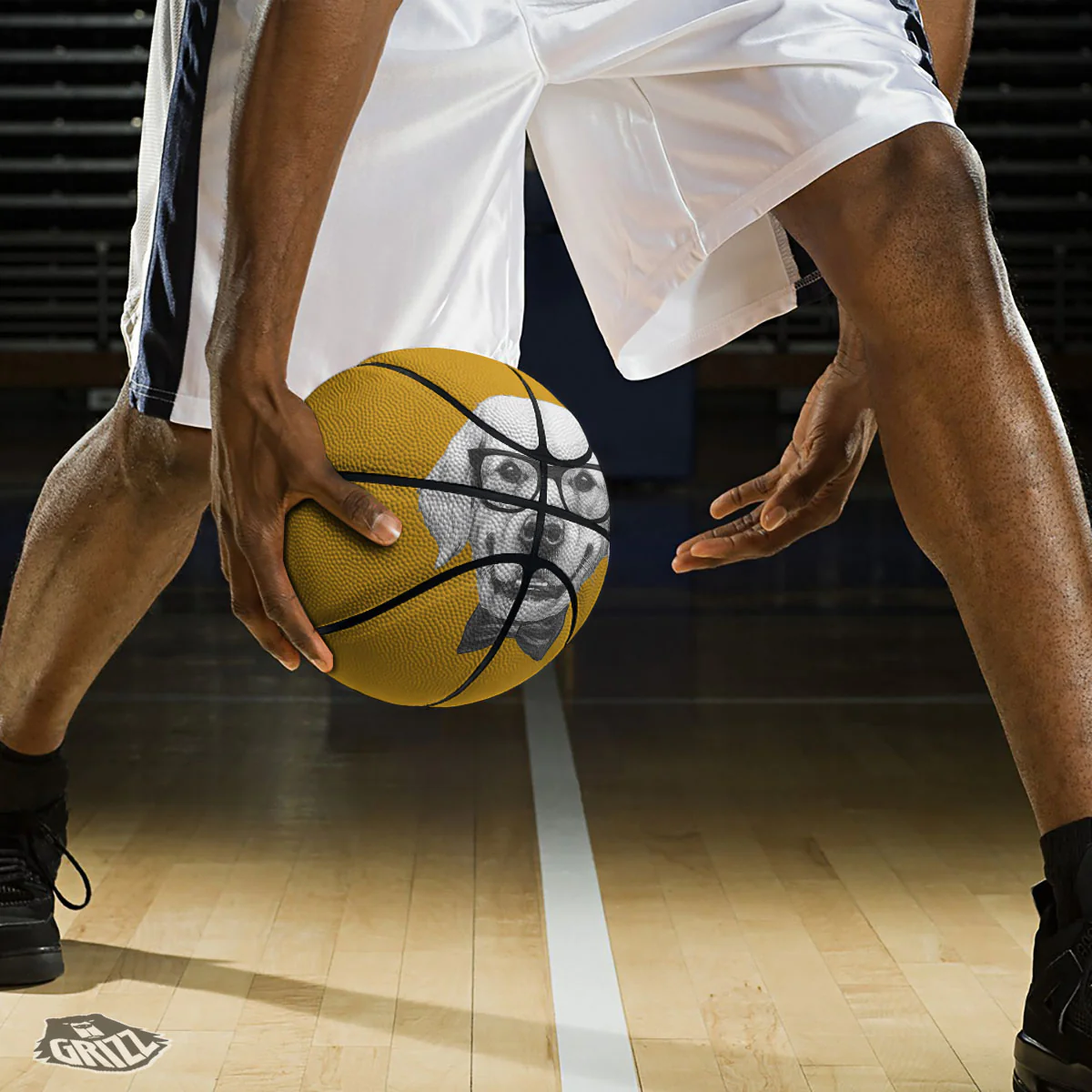 Golden Retriever With Glasses Print Basketball - Image 3