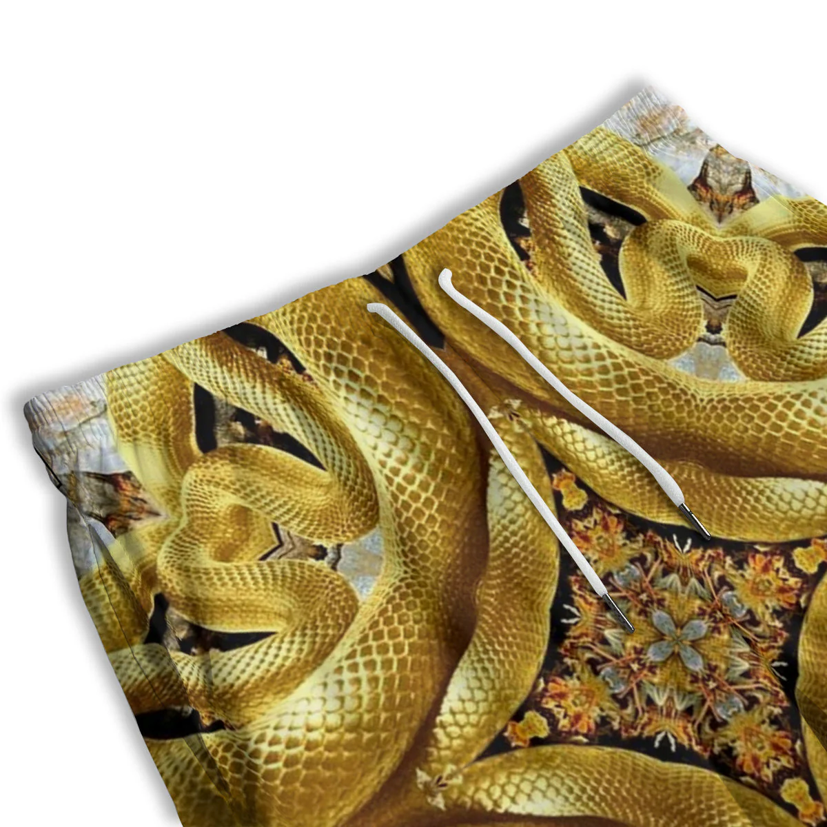 Golden Snake Kaleidoscope Print Men's Athletic Shorts - Image 3
