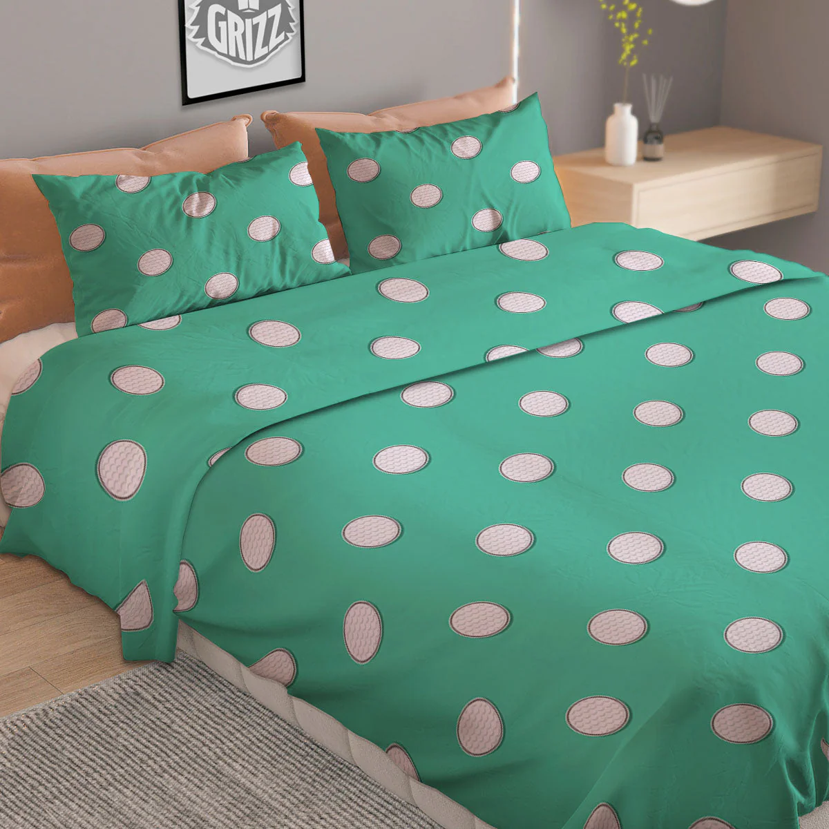 Golf Ball Print Pattern Duvet Cover Bedding Set - Image 2
