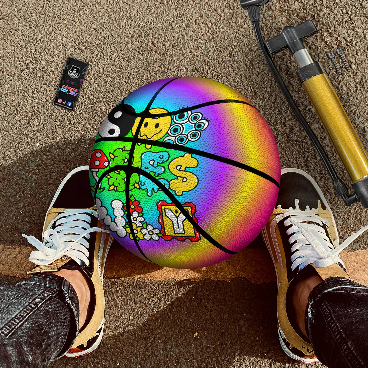 Good Vibes Only Quote Trippy Psychedelic Print Basketball - Image 2