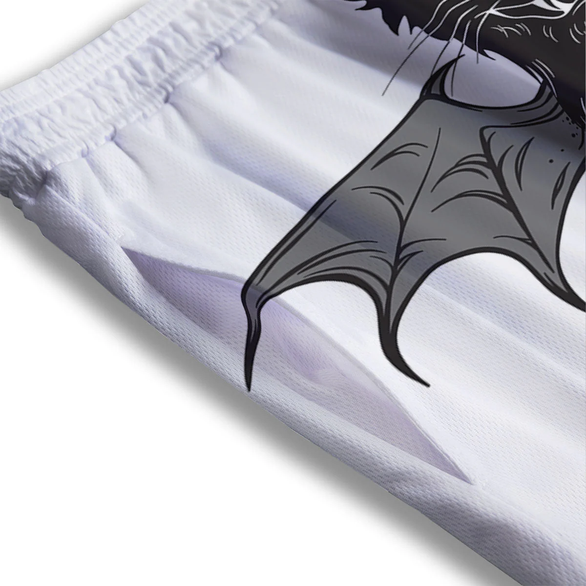 Gothic Wiccan Cat White And Black Print Mesh Shorts - Image 3