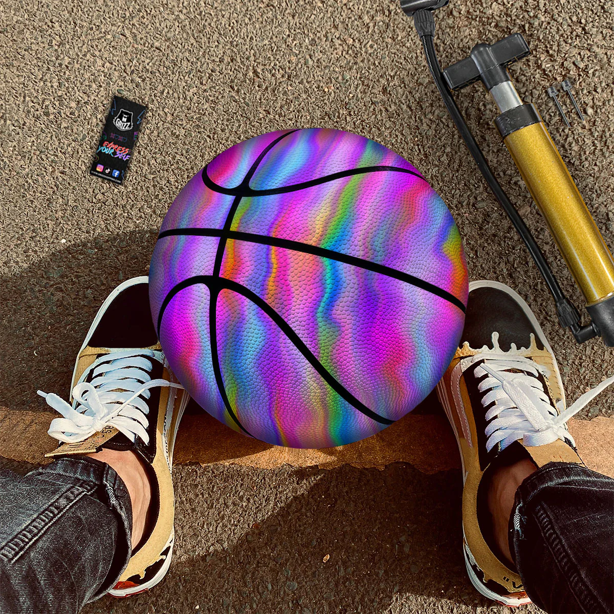 Gradient Psychedelic Print Pattern Basketball - Image 2